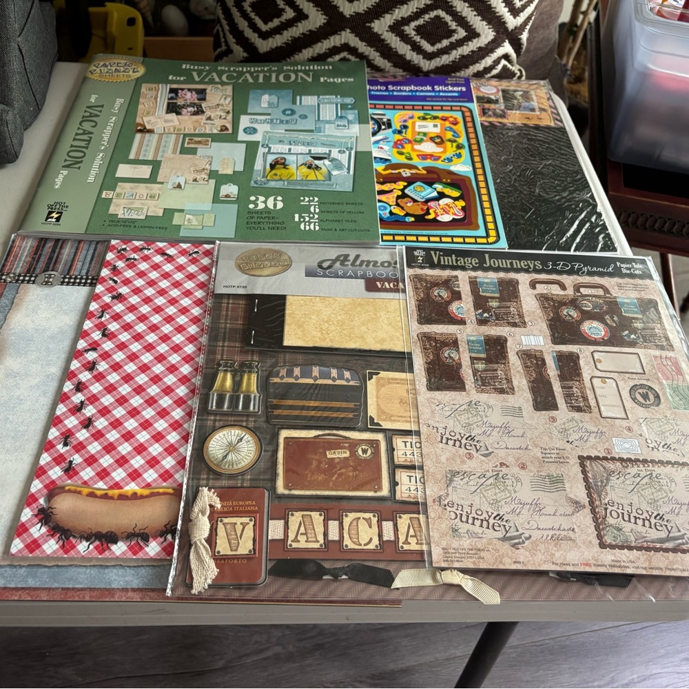 Vintage Travel Scrapbook Paper Set various pieces see pics. Vacation value pack - Picture 2 of 16